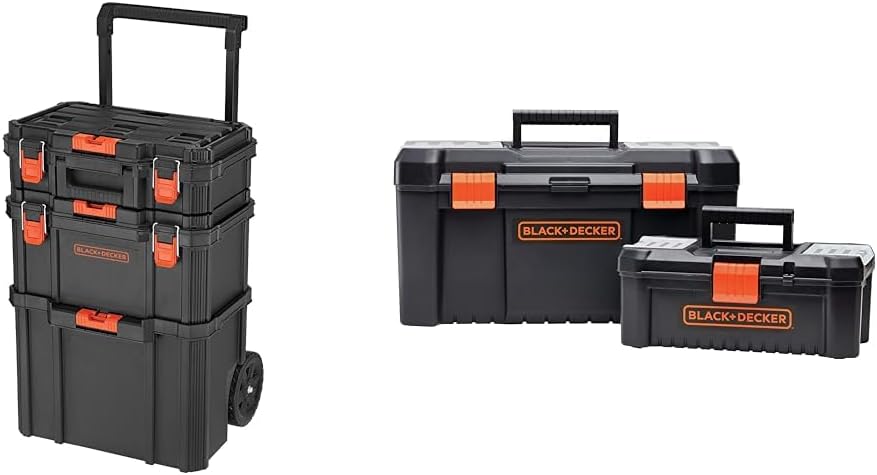 beyond by BLACK+DECKER BLACK+DECKER BDST60500APB Stackable Storage System - 3 Piece Set (Small. Deep Toolbox. and Rolling Tote)