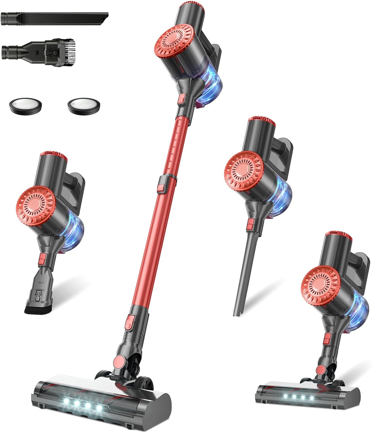 Cordless Vacuum Cleaner with Self-Standing. Powerful Stick Vacuum Cleaners for Home. 8-in-1 Lightweight Rechargeable Vacuum. 7-Layer Filtration.Ideal for Carpet. Pet Hair. Hardwood Floors