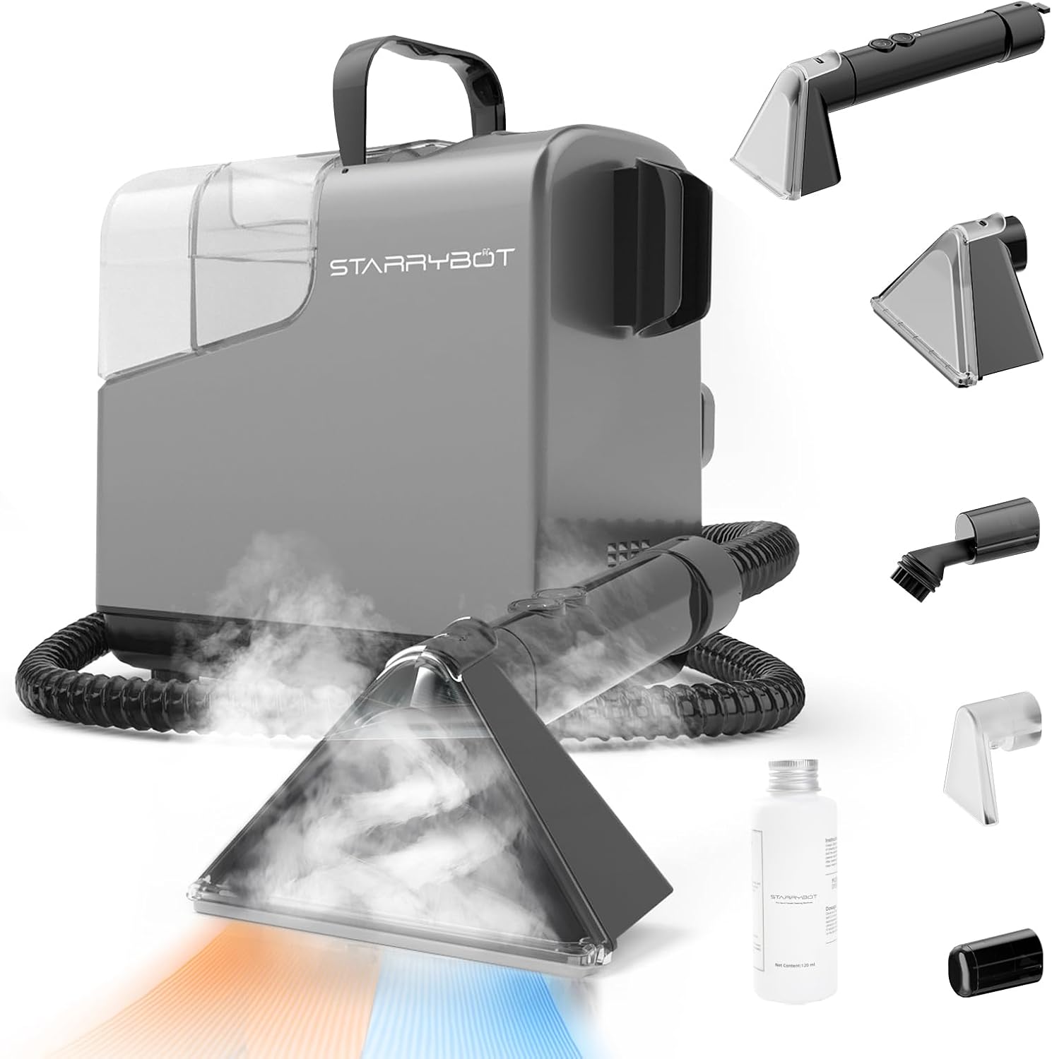 Portable Carpet&Upholestery Cleaner Machine with Steam and Heating Techology. Upgraded Powerful Suction with Versatile Tools for Pet. Couch. Car. Spot Cleaner for Stair/Furniture