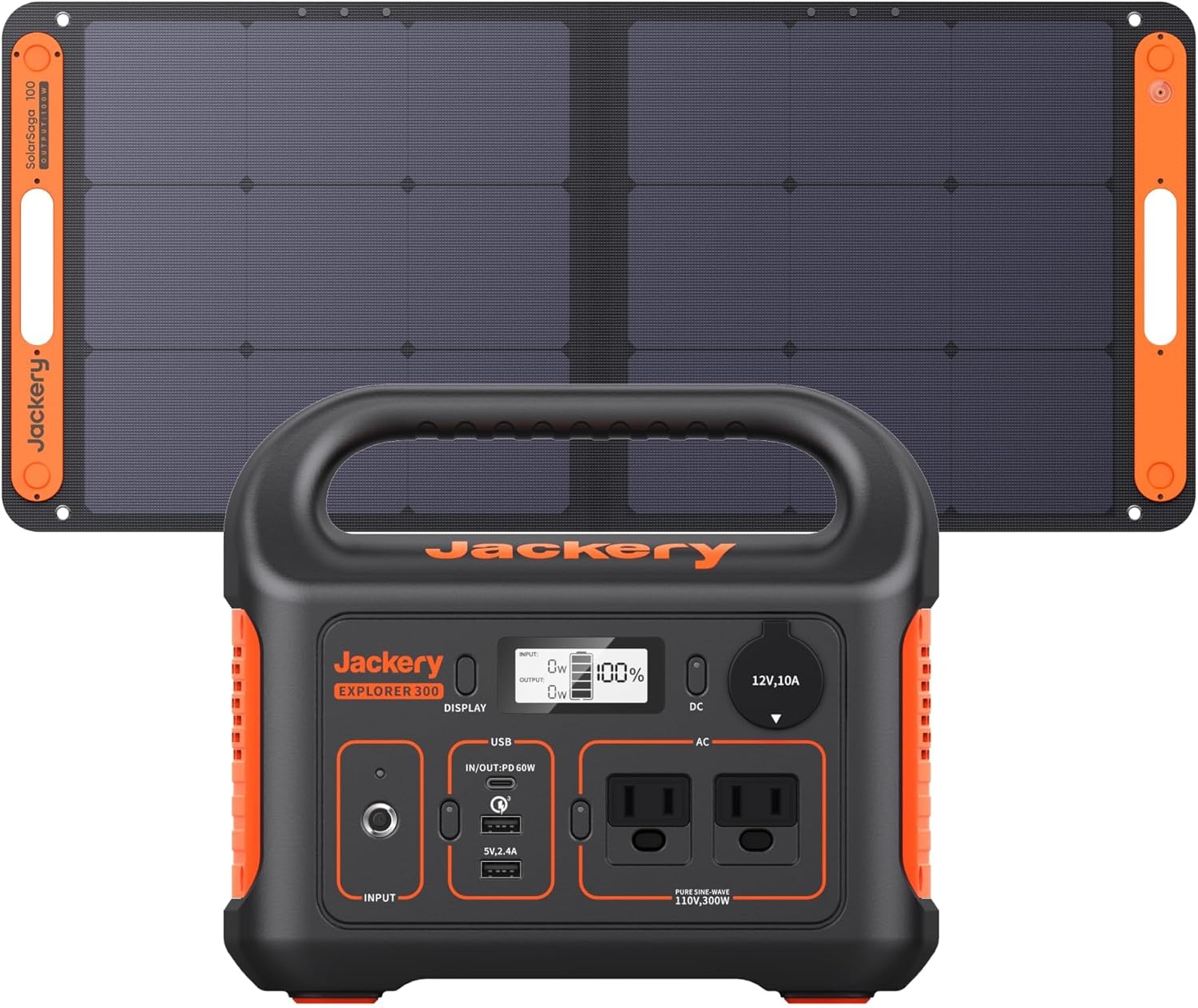 Jackery Portable Power Station Explorer 300. 293Wh Backup Lithium Battery. Solar Generator for Outdoors Camping Travel Hunting Blackout (Solar Panel Optional)