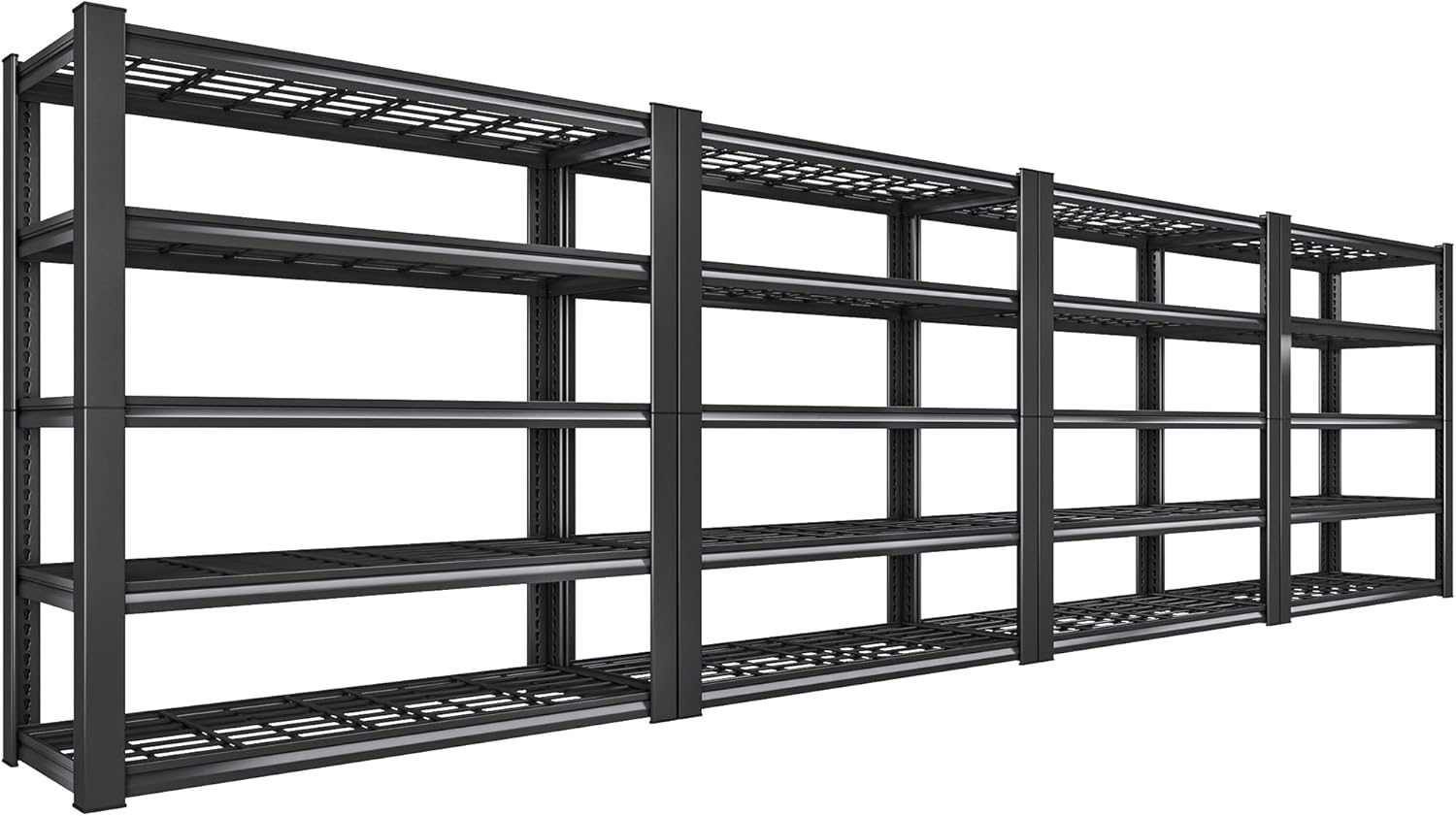 REIBII 3010LBS Storage Shelves 72" H Garage Shelving Heavy Duty Metal Shelving 5 Tier Adjustable Metal Shelves for Storage for Pantry Kitchen Basement 72" H x 35.5" W x 16" D. Black