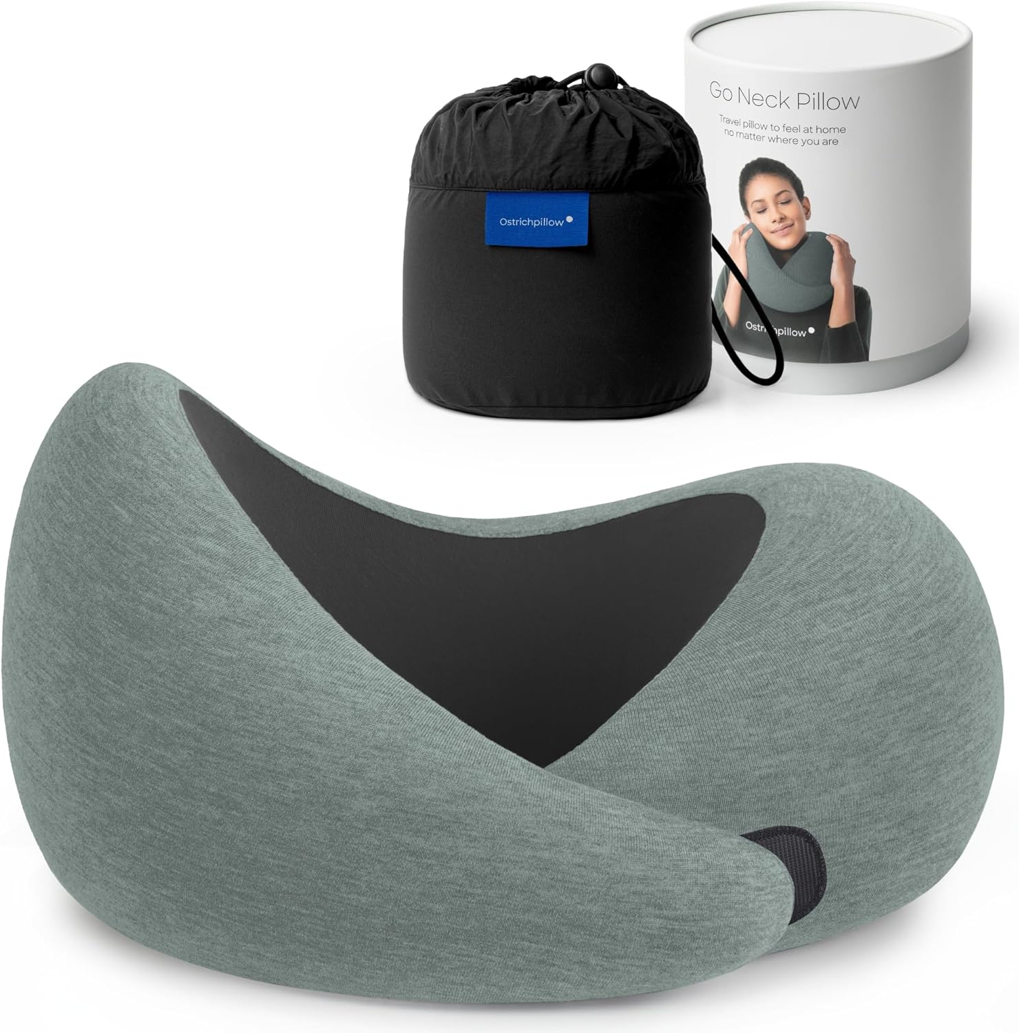 Ostrichpillow Go Neck Pillow. Travel Pillows for Airplanes. Premium Memory Foam Travel Pillow. 360º Ergonomic Design. Asymmetrical Sides. Travel Bag Included. Washable Modal Cover