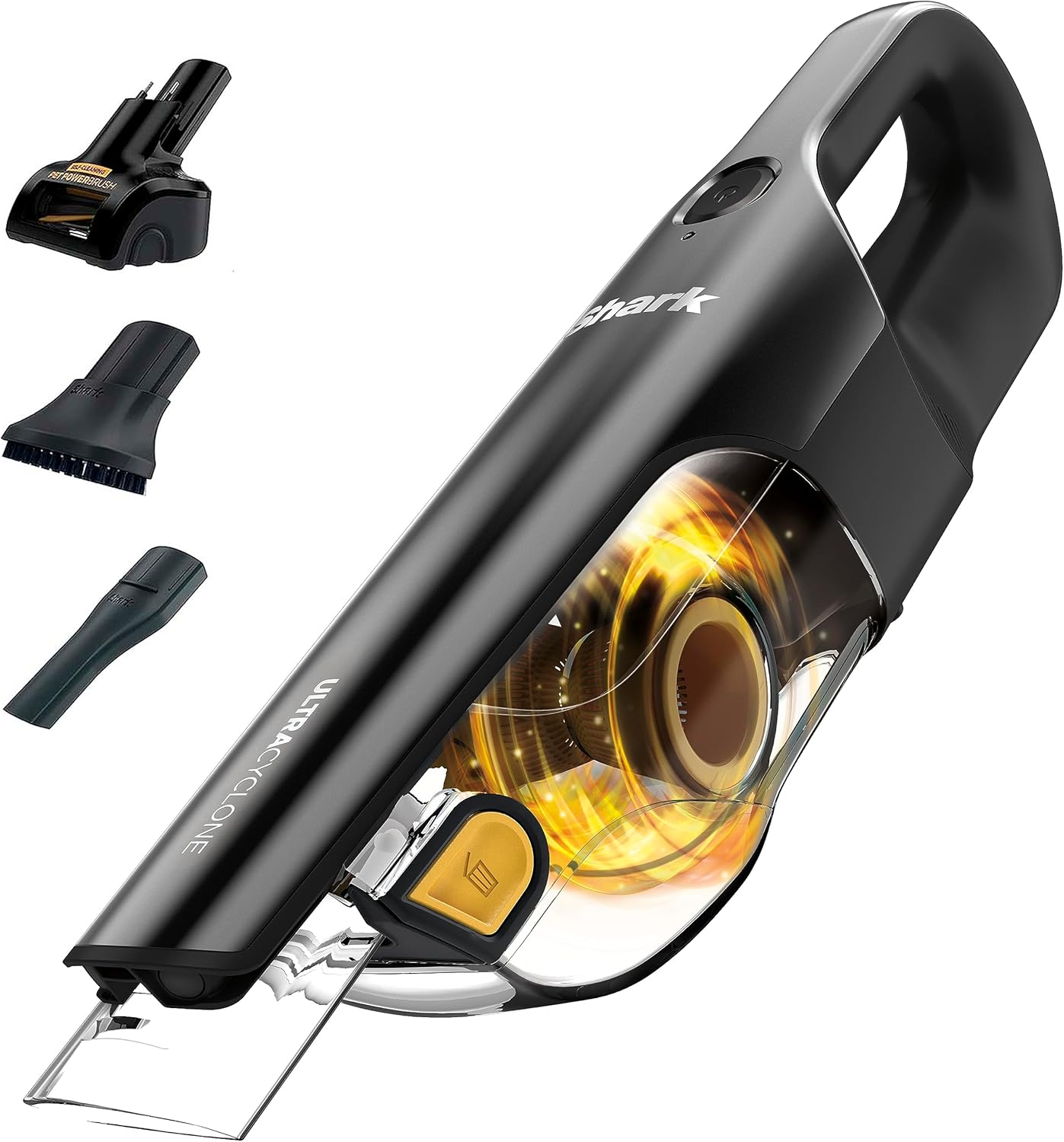 Shark UltraCyclone Pet Pro Plus Cordless Hand Vacuum. Powerful Suction. Handheld Vacuum for Car & Home. Pet Power Brush. Crevice Tool. Scrubbing Brush. XL Dust Cup. Black. CH951