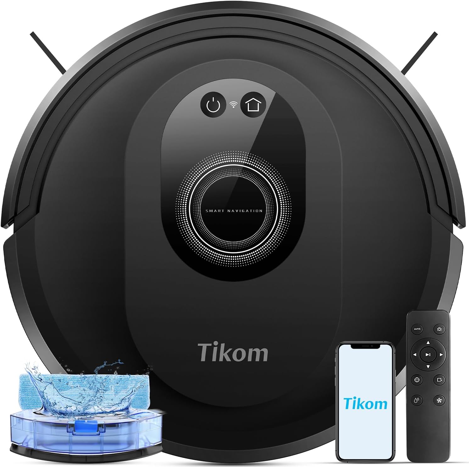 Tikom Robot Vacuum and Mop Combo. 5000Pa Robotic Vacuum Cleaner. 150 Min Max. App & Remote Control. Ideal for Hard Floor. Carpet. Pet Hair. Self-Charge(G8000 Max)