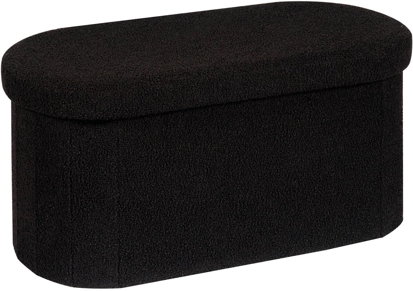 B FSOBEIIALEO Ottoman with Storage for Living Room. Sherpa Folding Storage Ottoman Foot Rest. 43.3 Inches Collapsible Bedroom Bench Cream White