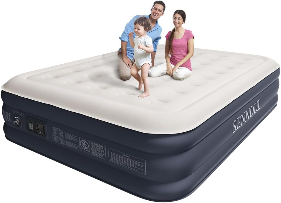 Air Mattress Queen with Built in Pump - 2 Mins Quick Self Inflatable.16"/650lbs Max Blow Up Bed. All Night Stability No Lost Air .No Peculiar Smell for Camping.Home.Guests & Portable Travel
