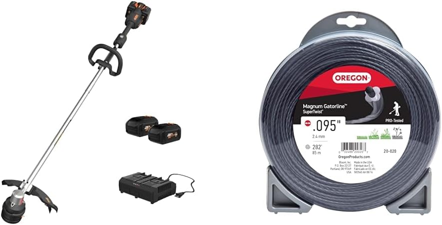Worx WG183 40V 13" Cordless String Trimmer (Batteries & Charger Included). Black and Orange