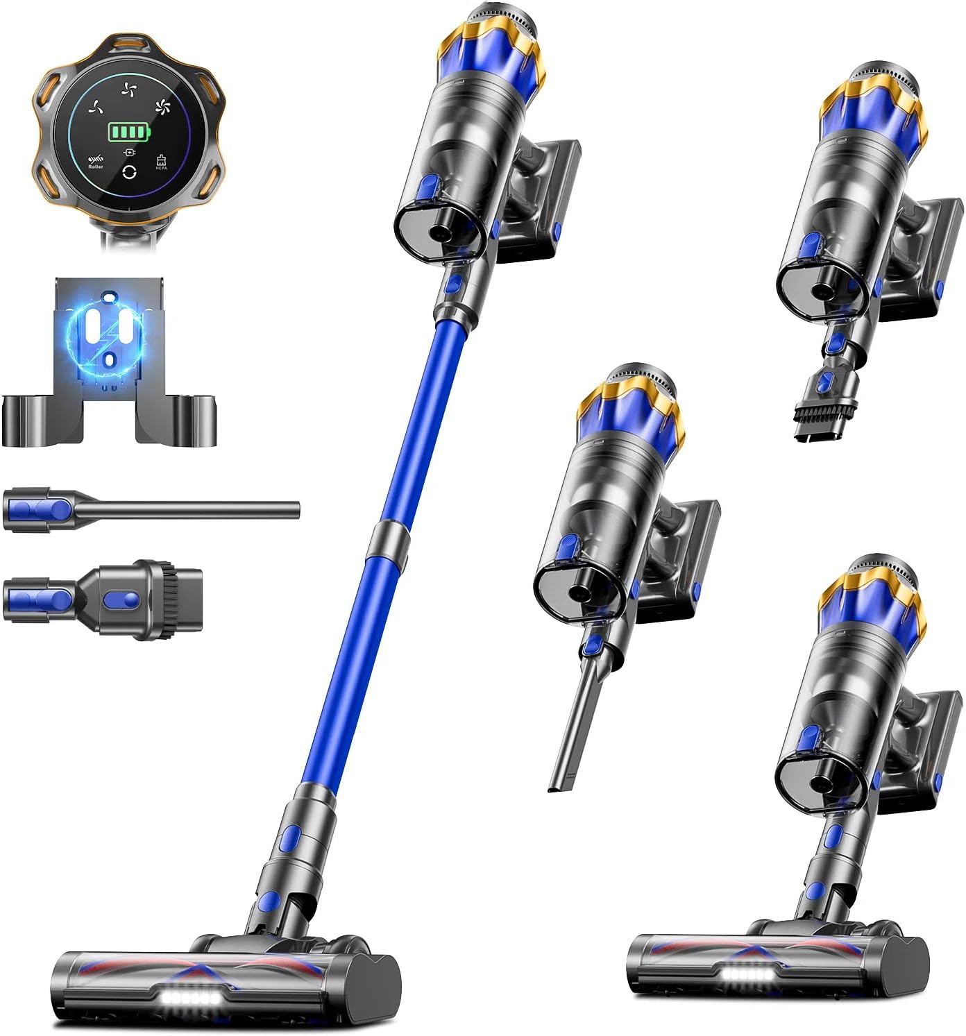 Cordless Vacuum Cleaner. Upgraded 580W 48KPA 65Mins Cordless Stick Vacuum Cleaner with Self-Standing and Touch Screen. Anti-tangle Wireless Vacumm. Vacuum Cleaners for Home/Pet Hair/Carpets/Floors