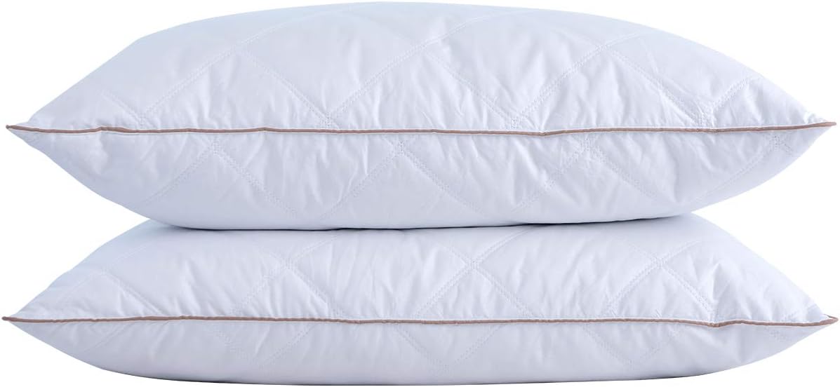 puredown® Goose Feathers and Down Pillow for Sleeping Gusseted Bed Hotel Collection Pillows. King. Set of 2