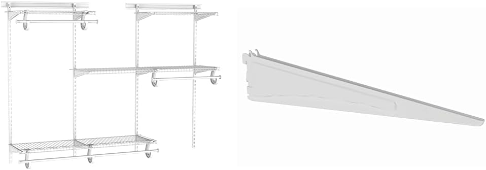 ClosetMaid ShelfTrack Wire Closet Organizer System. Adjustable from 4 to 6 Ft.. With Shelves. Clothes Rods. Hardware. Durable Steel. White