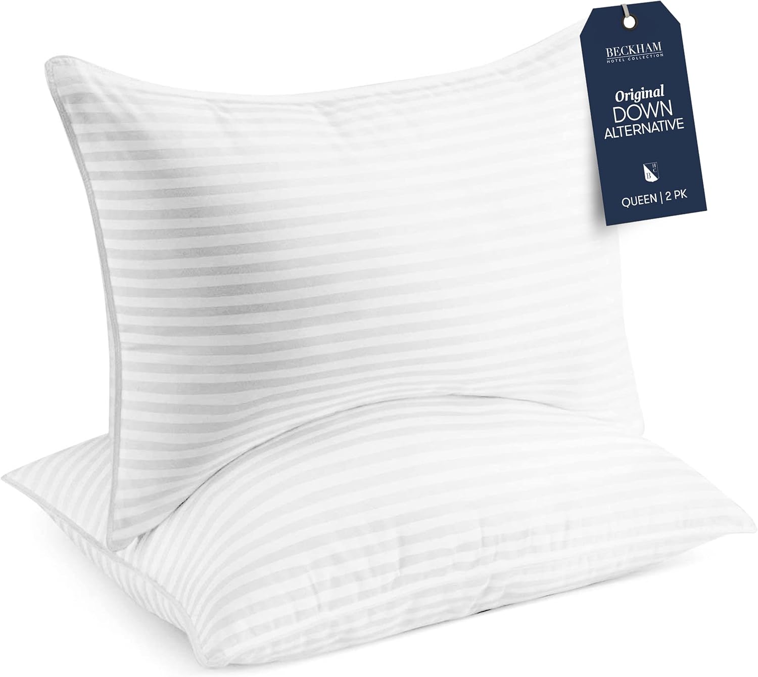 Beckham Hotel Collection Bed Pillows Standard/Queen Size Set of 2 - Original Down Alternative Pillow for Sleeping - Bedding for Back. Stomach or Side Sleepers