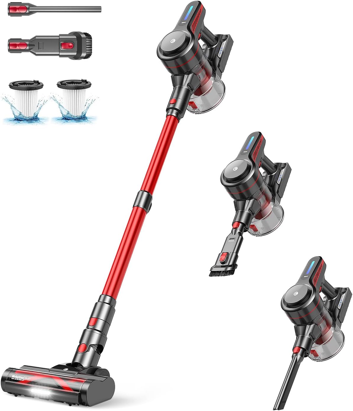 Cordless Vacuum Cleaner. Stick Vacuum with Powerful Suction. 45Mins Runtime Vacuum Cleaners for Home. Anti-tangle and 1.5L Dust Cup. 6 in 1 Lightweight Vacuum for Hardwood Floor Carpet Pet Hair