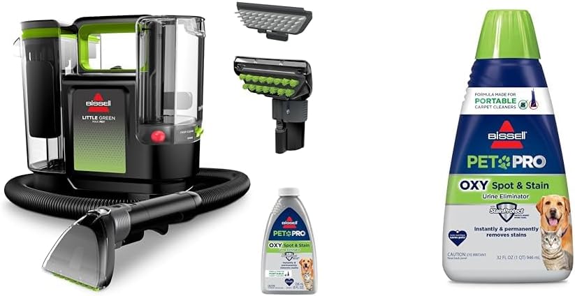 BISSELL® Little Green® Max Pet Portable Carpet and Upholstery Deep Cleaner. Car/Auto Detailer. with Self-Cleaning Tough Stain Tool and Pet Hair Removal Tool (3860)