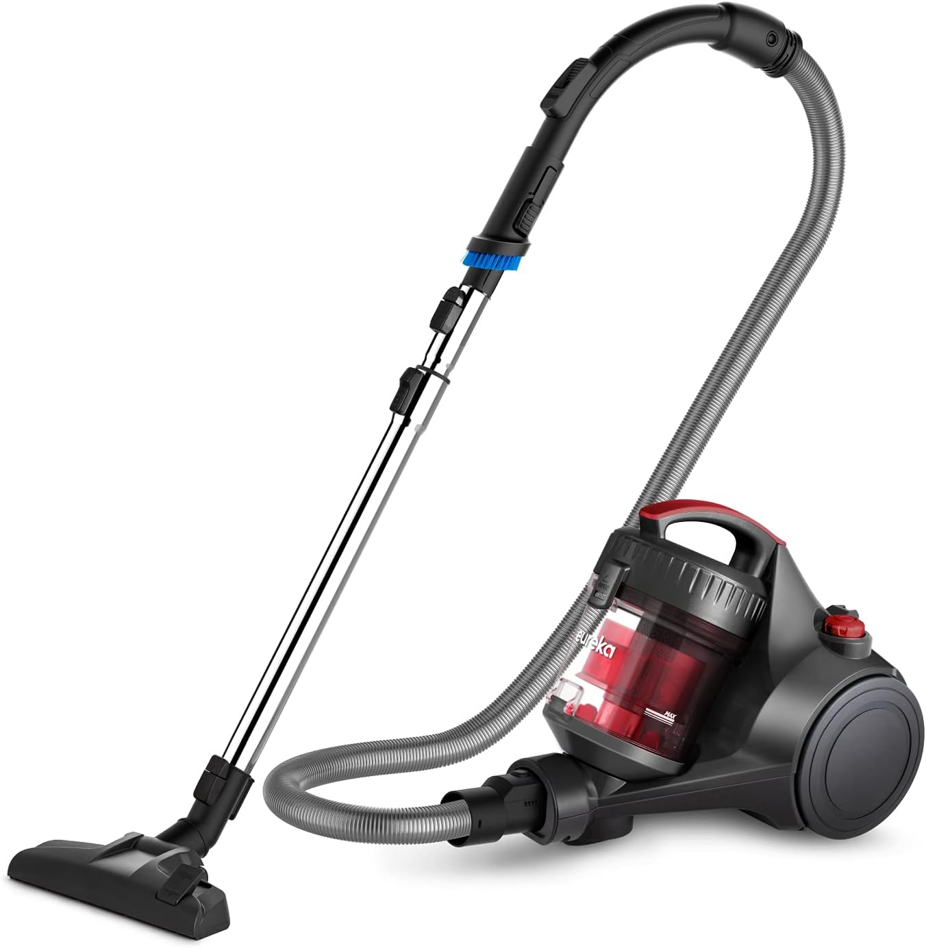 Eureka WhirlWind Bagless Canister Vacuum NEN110A | Lightweight 8.2u202flb | 960u202fW Multi-Surface Performance | 2.5u202fL Cyclone Dust Cup | Automatic Cord Rewind | Mini-Crevice & Brush | Blue