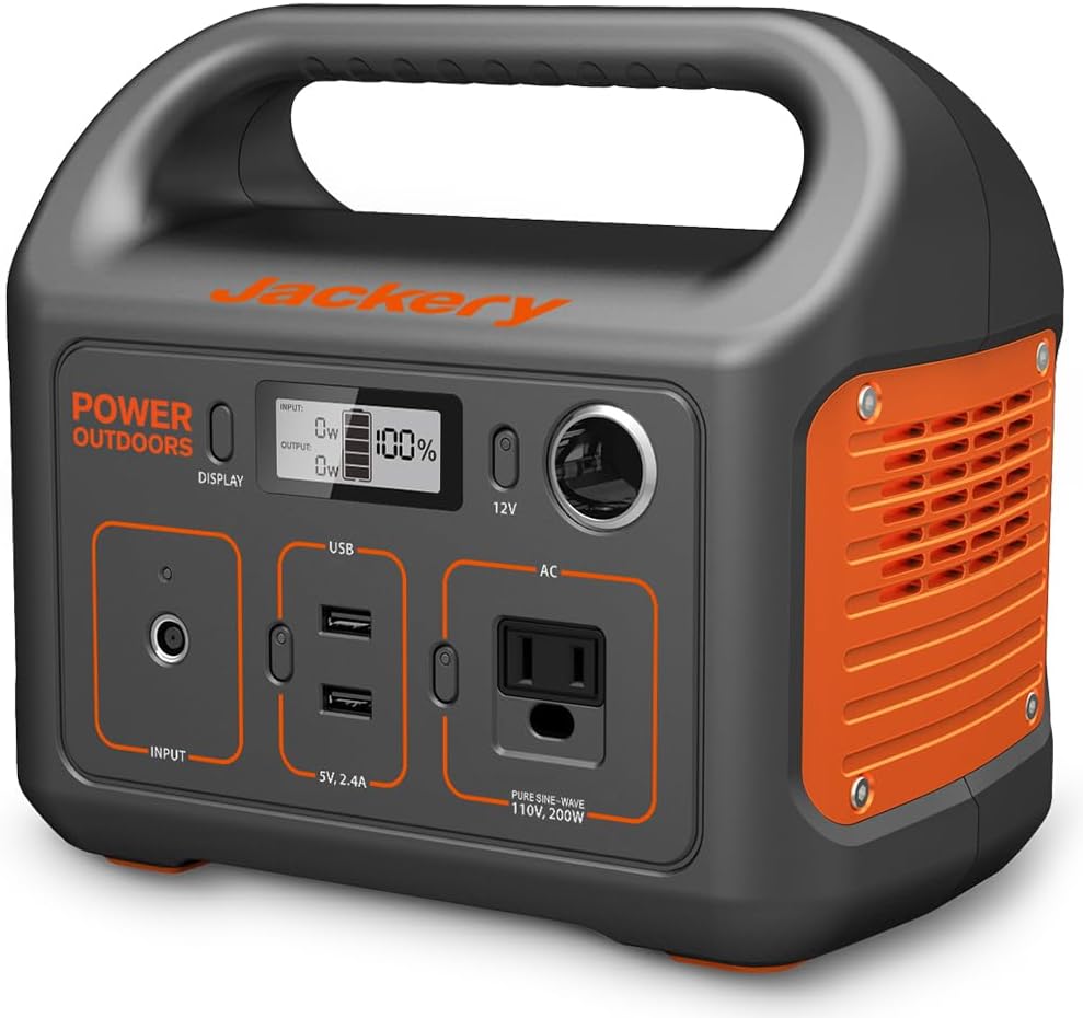 Jackery Portable Power Station Explorer 290. 290Wh Backup Lithium Battery. 110V/200W Pure Sine Wave AC Outlet. Solar Generator (Solar Panel Not Included) for Outdoors Camping Travel(Renewed)