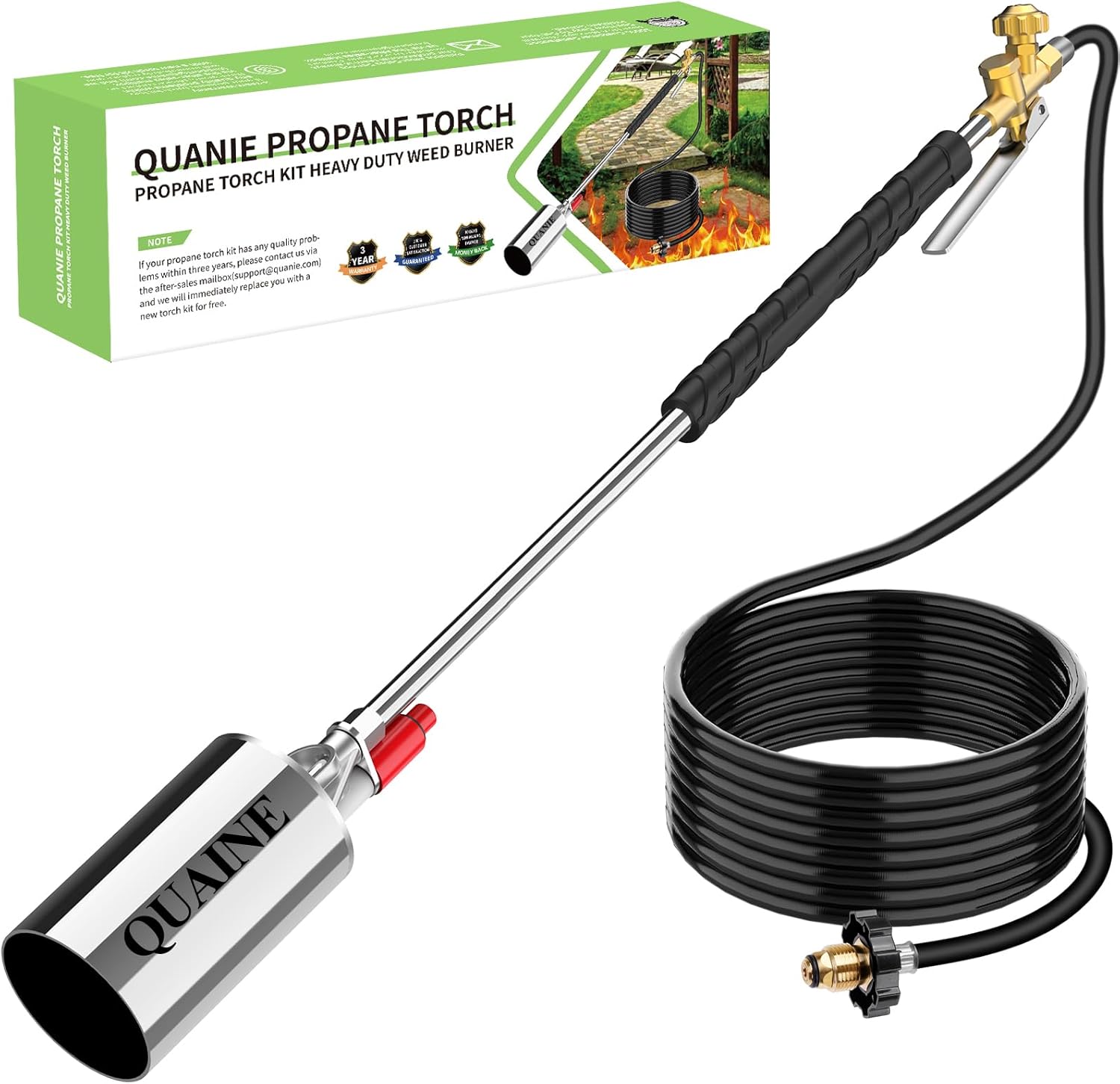 Propane Torch Weed Burner Kit.High Output 2.800.000 BTU with Self Igniter and Turbo-Blast Trigger.Heavy Duty Blow Torch with 10FT Hose.Flamethrower for Weeding.Roofing.Melting Snow.Road Paint Removing