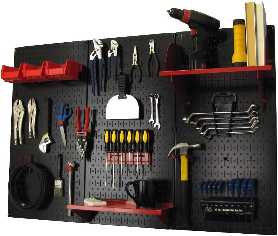 Wall Control Pegboard Organizer 4 ft. Metal Pegboard Standard Tool Storage Kit with Black Toolboard and Black Accessories
