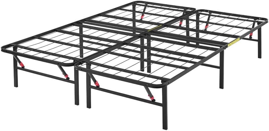 Amazon Basics Bed Frame with Storage. Foldable Metal Platform. Sturdy Steel. No Box Spring Needed. 14-inch High. Tool-Free Setup. Queen Size. Black