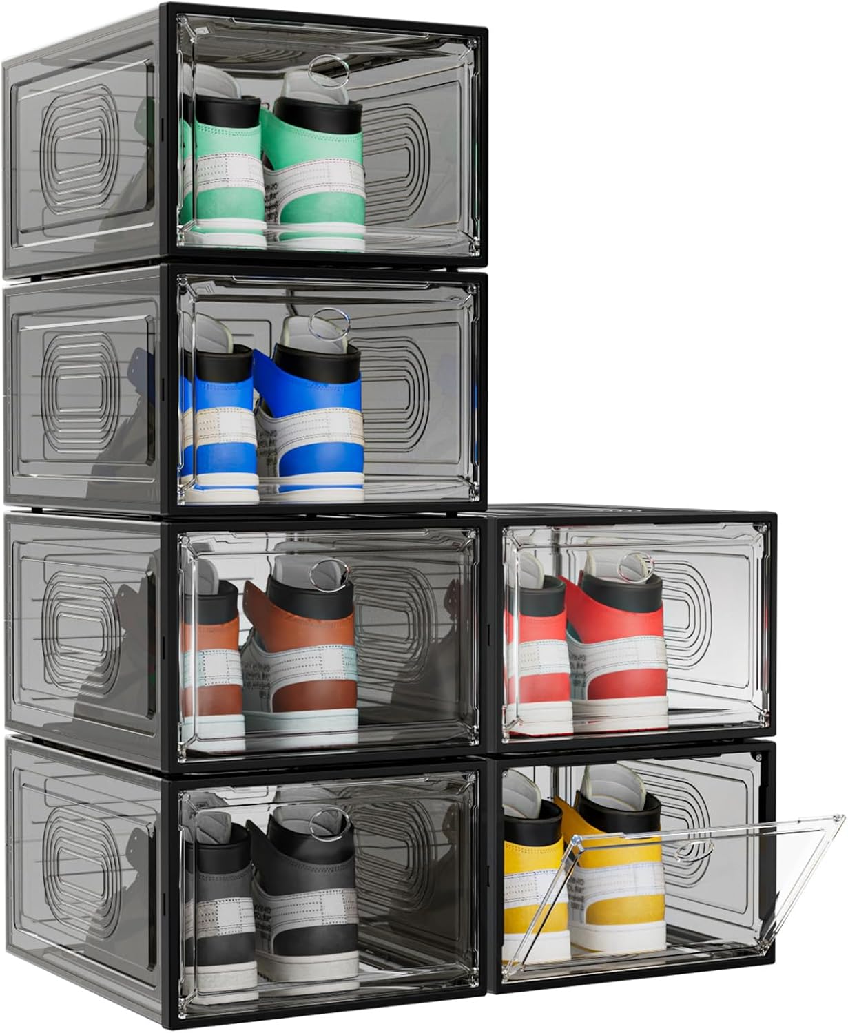 10 Pack Thicken Shoe Organizer Stackable.Upgraded Sturdy Shoe Storage Box with Magnetic Door.Shoe Containers For Sneaker Display.Hat Organizer.White