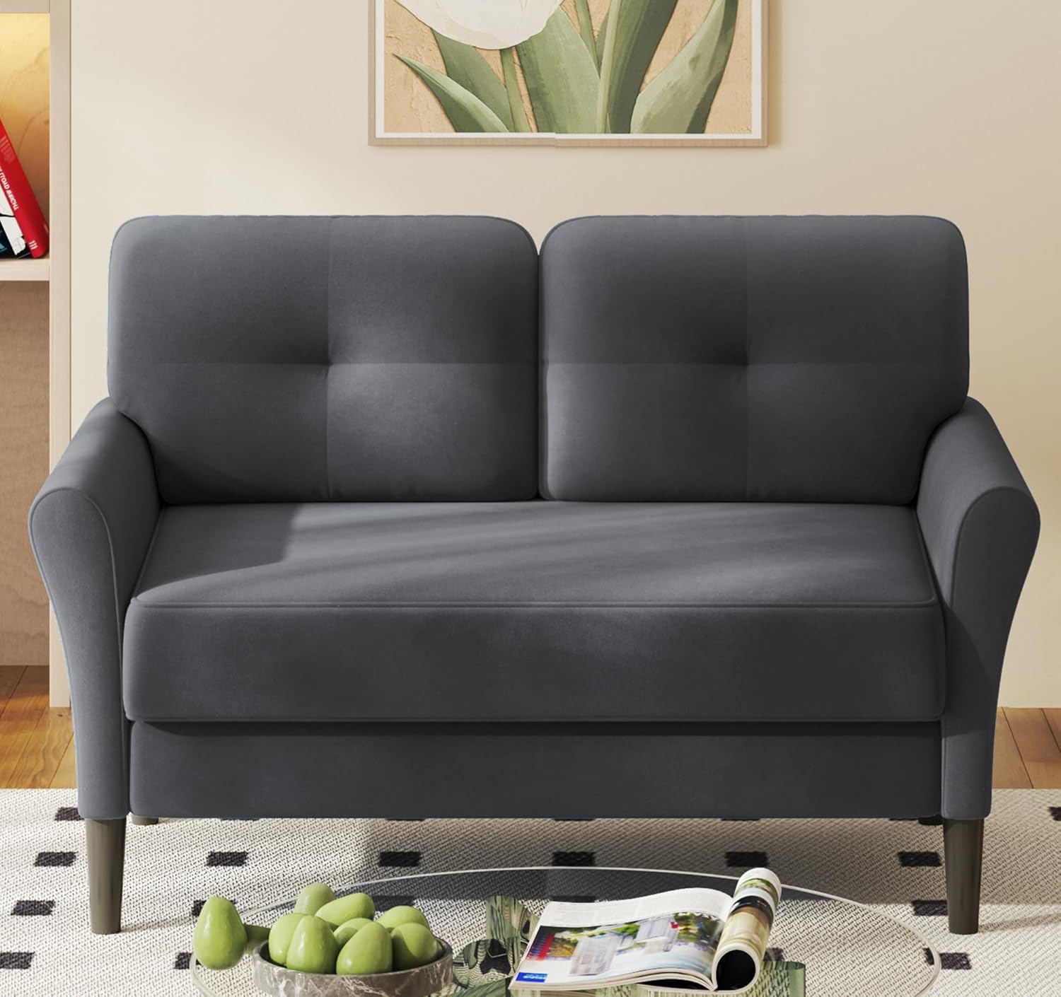 69" Small Sofa. Soft Small Couch with 2 Pillows. Comfy Love Seat Couches. Tool-Free Setup Loveseat Sofa. 700lb Load Sofas for Living Room. Cozy Couches for Living Room. Mini Couch for Bedroom. White