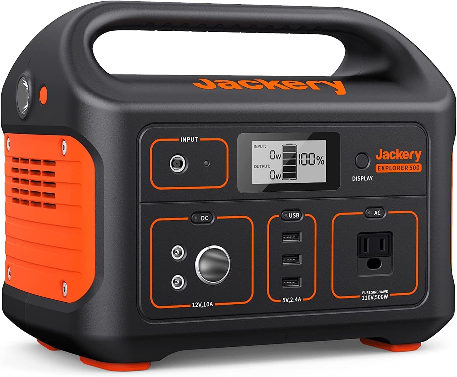 Jackery Portable Power Station Explorer 500. 518Wh Outdoor Solar Generator Mobile Lithium Battery Pack with 110V/500W AC Outlet for Home Use. Emergency Backup.Road Trip Camping (Solar Panel Optional)