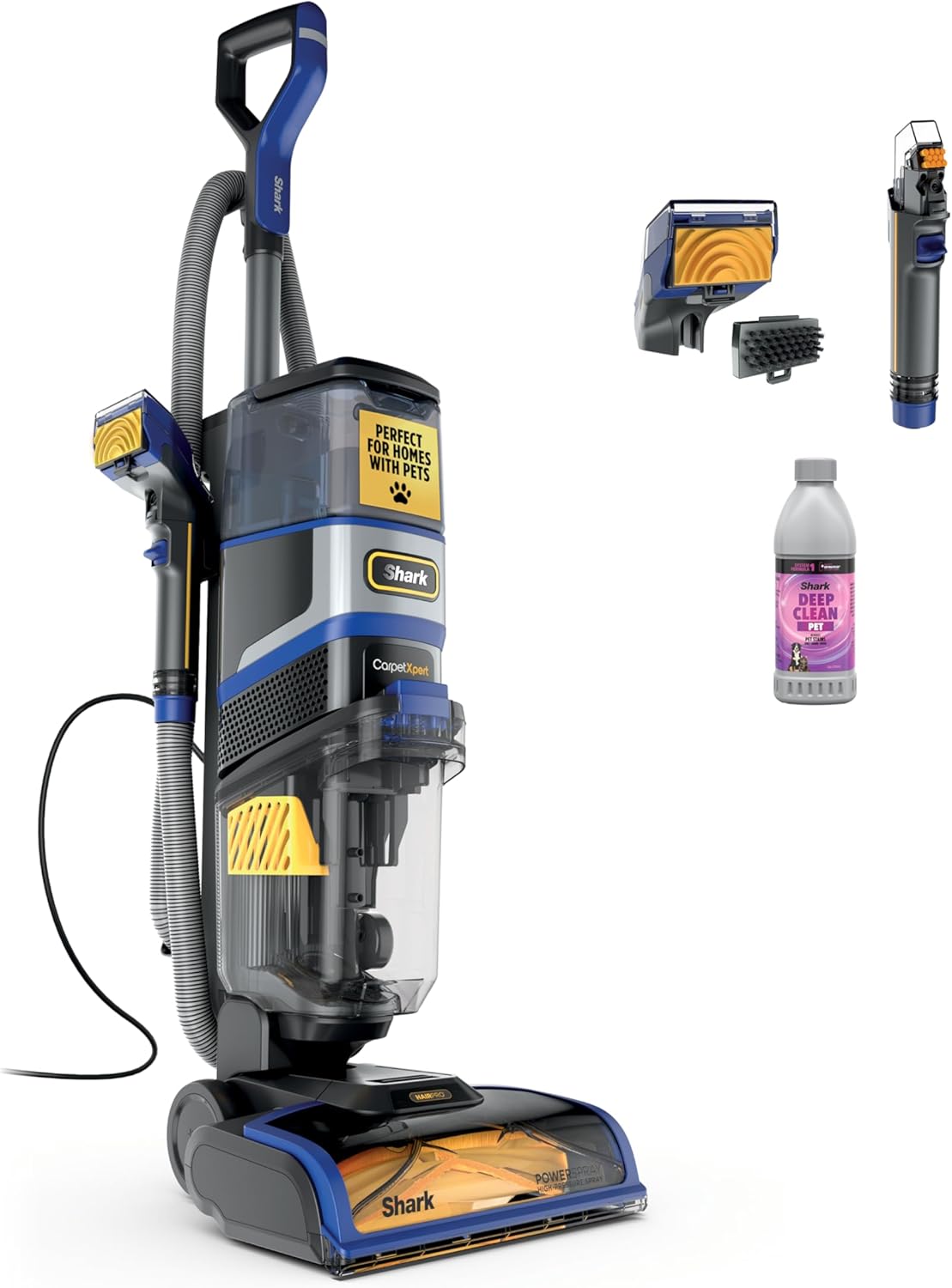 Shark CarpetXpert with StainStriker Upright Carpet. Area Rug & Upholstery Cleaner with Pet Mess Extractor Tool. Perfect for Pets. Carpet Shampooer. 3 Cleaning Tools. Cleaning Solutions. White. EX201