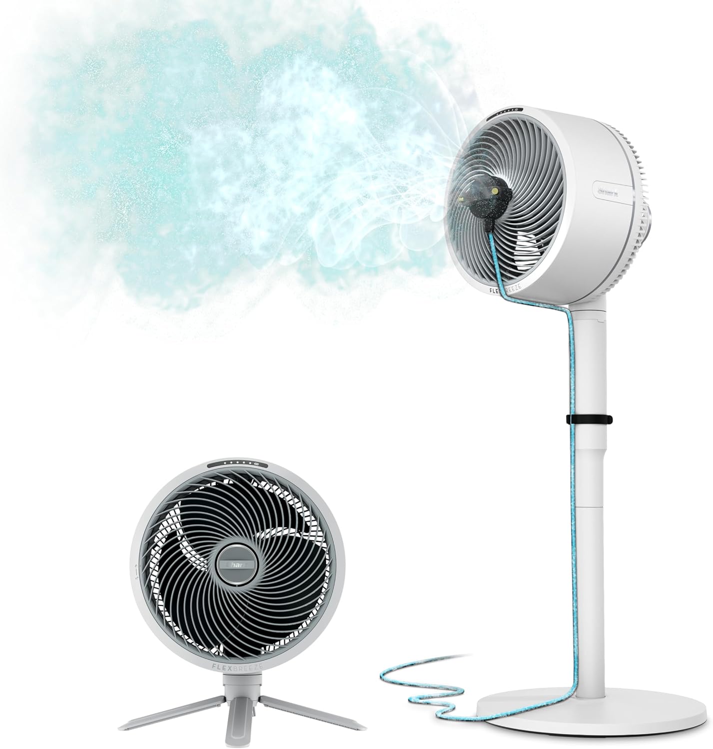 Shark FlexBreeze Pro Mist Fan — Indoor & Outdoor. Integrated Misting. Pedestal to Tabletop. Corded or Cordless. Up to 24-Hr Battery. Oscillating. Charcoal Grey. FA302 (2025 Release)