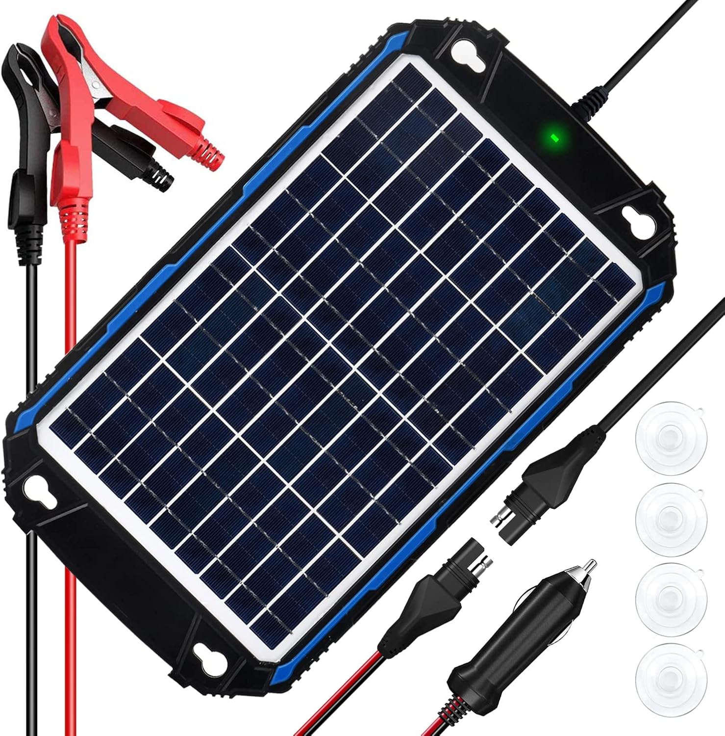 SUNER POWER Waterproof 12W 12V Solar Battery Charger & Maintainer Pro. Built-in UltraSmart MPPT Charge Controller. 12 Volt Solar Panel Trickle Charging Kits for Car Automotive Boat Marine RV Trailer