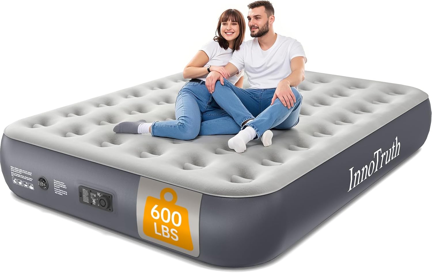 InnoTruth Air Mattress Queen with Built in Pump. Inflatable Blow up Mattress. 18" Raised Colchones Inflables Air Bed for Guests & Home. Ideal for Home Use and Outdoor Camping. 650lb Weight Capacity
