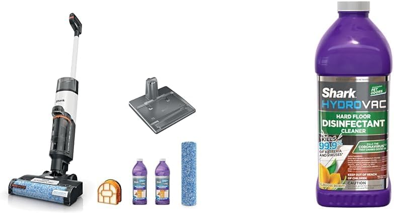 Shark Wet Dry Vacuum Mop All-in-One Cordless Hardfloor Cleaner. HydroVac MessMaster. 3-in-1 Self-Cleaning System. Strong Suction with 2 Brushrolls & 2 Solutions. for Hard Floors & Area Rugs. AW261