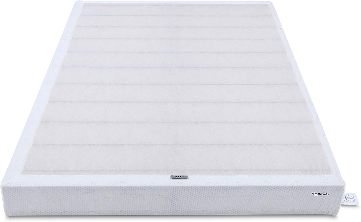 Amazon Basics Smart Box Spring Bed Base. 5-Inch Height Mattress Foundation. Tool-Free Easy Assembly. Full. 74"L x 53"W x 5"H. White