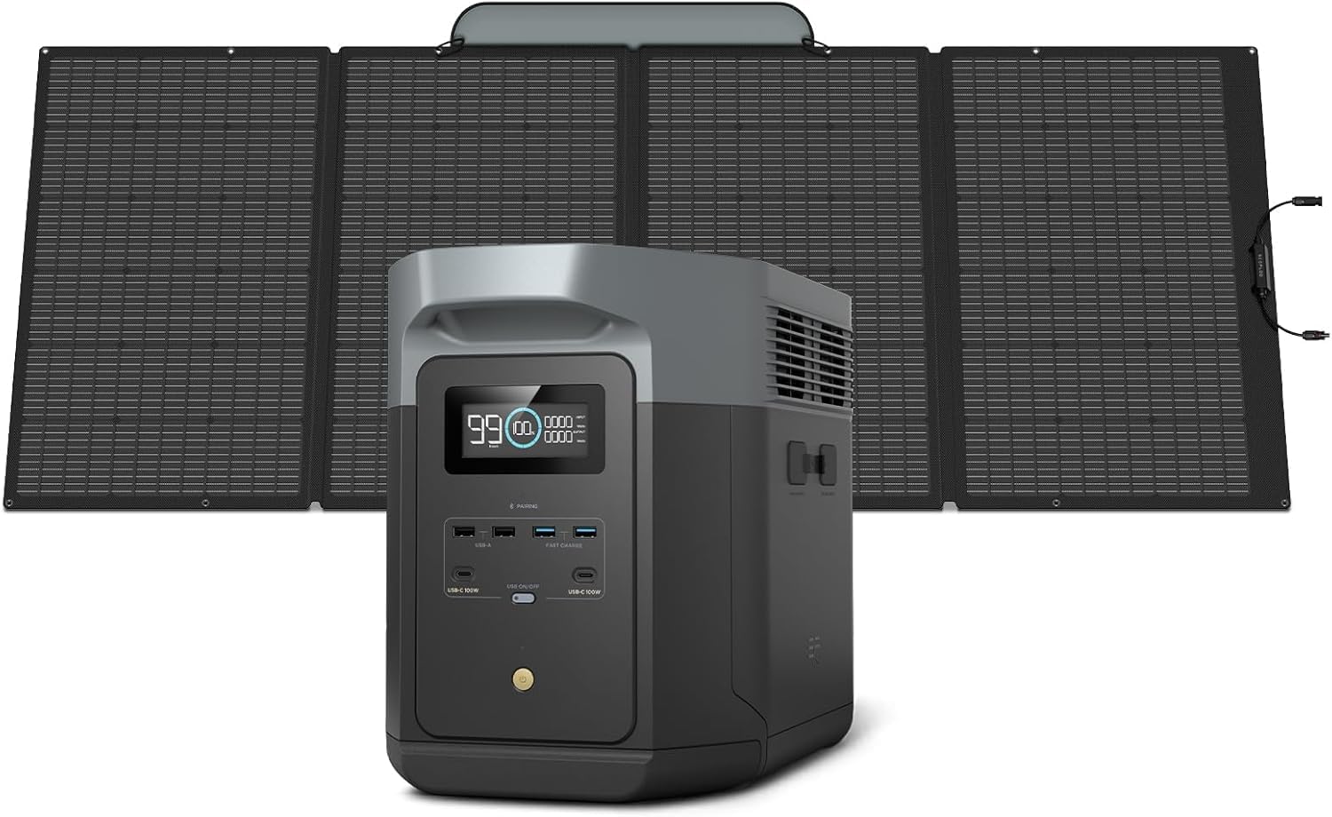 EF ECOFLOW Portable Power Station DELTA 2 Max. 2400W LFP Solar Generator. Full Charge in 1 Hr. 2048Wh Solar Powered Generator for Home Backup(Solar Panel Optional)