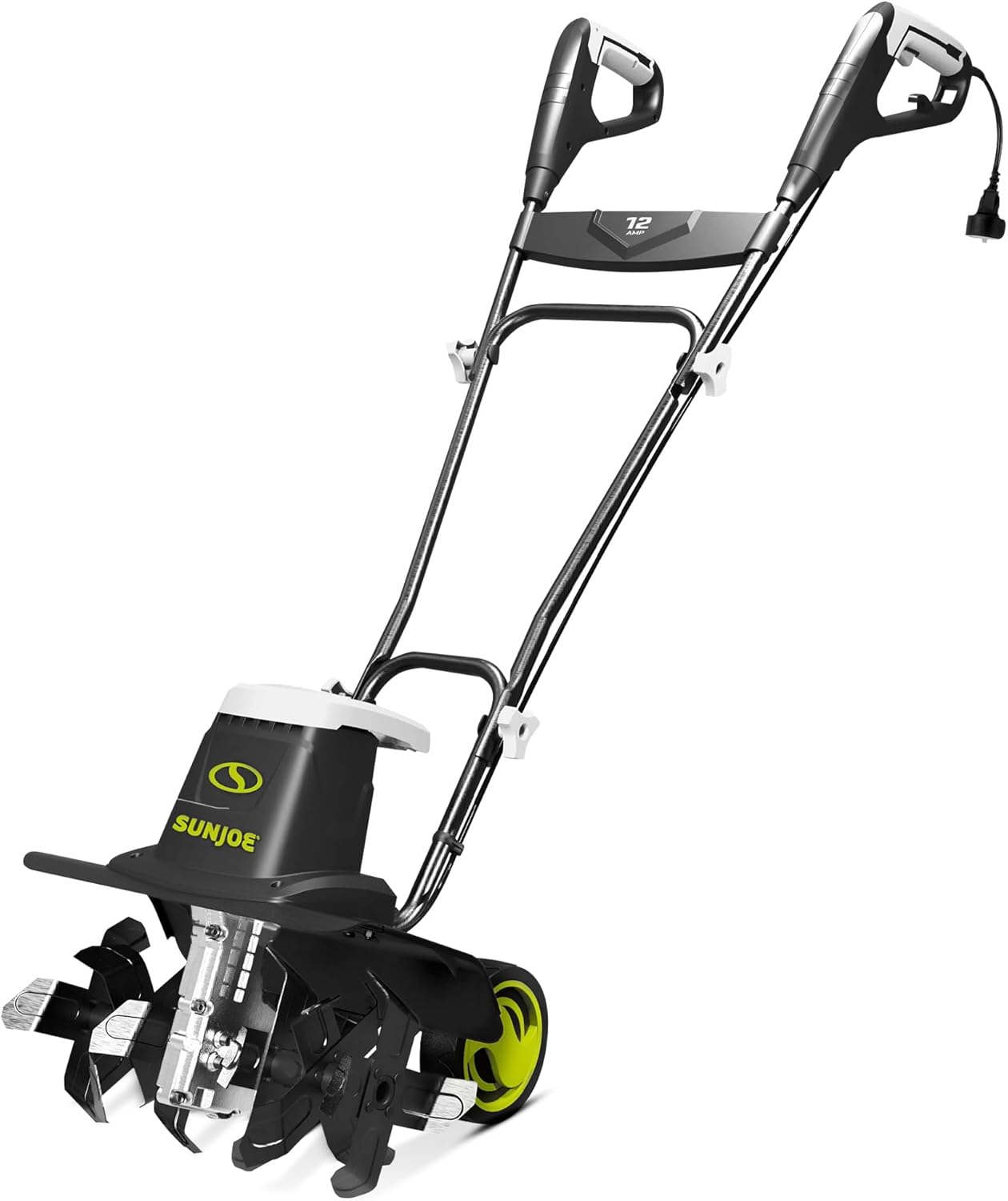 Sun Joe Electric Corded Garden Tiller & Cultivator. Steel Tines. 13.5 Amp. 16 Inch. Black - Heavy Duty Gardening Machine Equipment for Lawn. Yard. & Grass. TJ604E