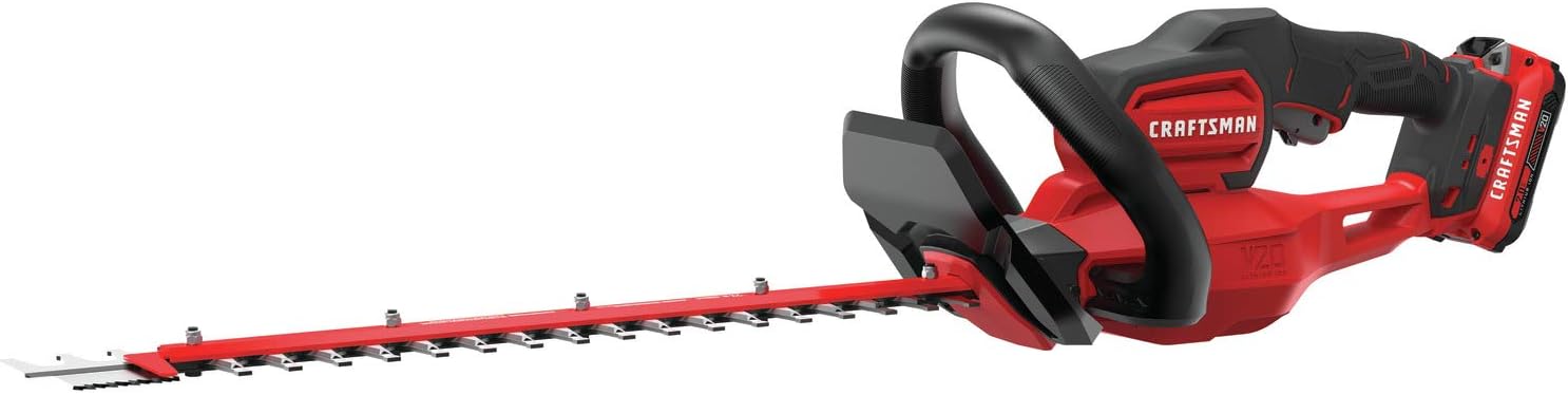 CRAFTSMAN V20 Cordless Hedge Trimmer. 22" with POWERSAW Branch Cutter. Battery and Charger Included (CMCHTS820D1)