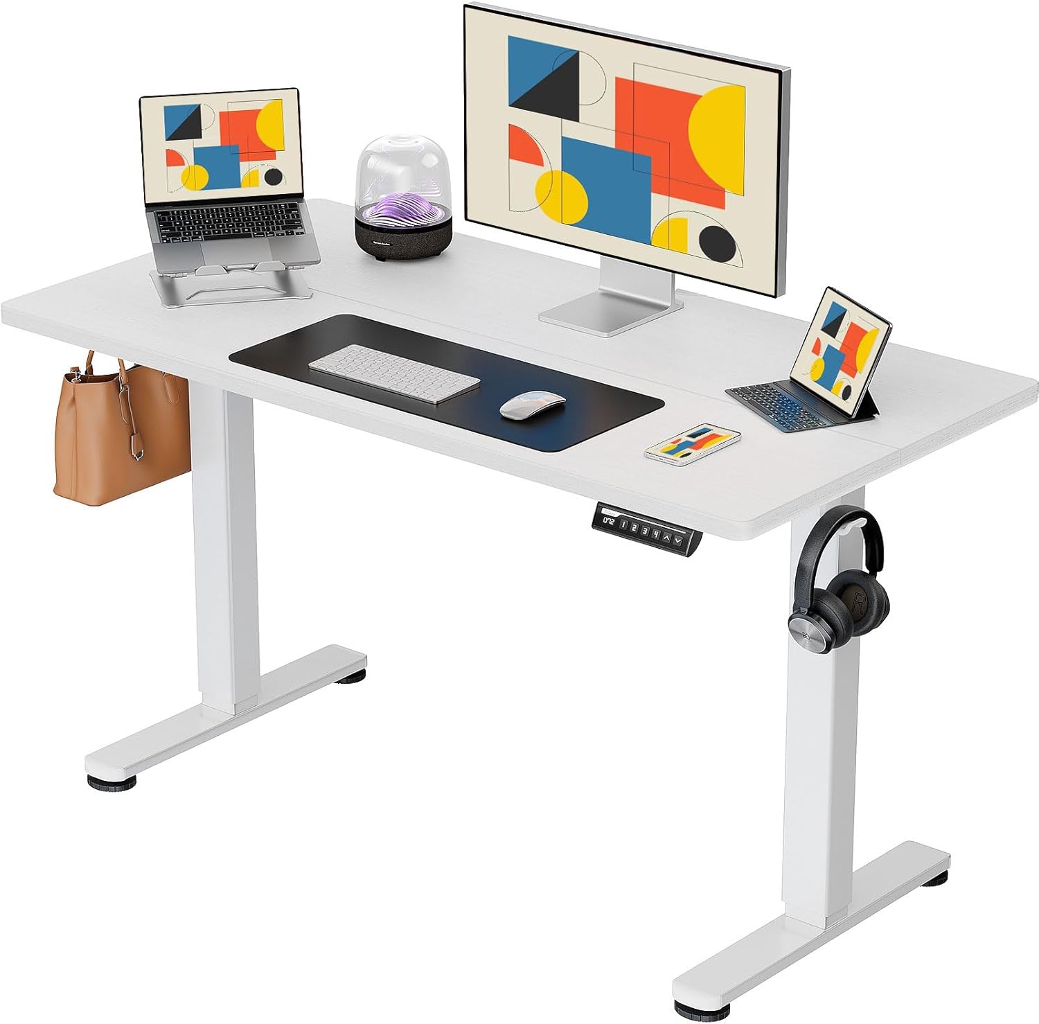 ErGear Height Adjustable Electric Standing Desk. 48 x 24 Inches Sit Stand up Desk. Memory Computer Home Office Desk with Two-Piece Desktop (Black)