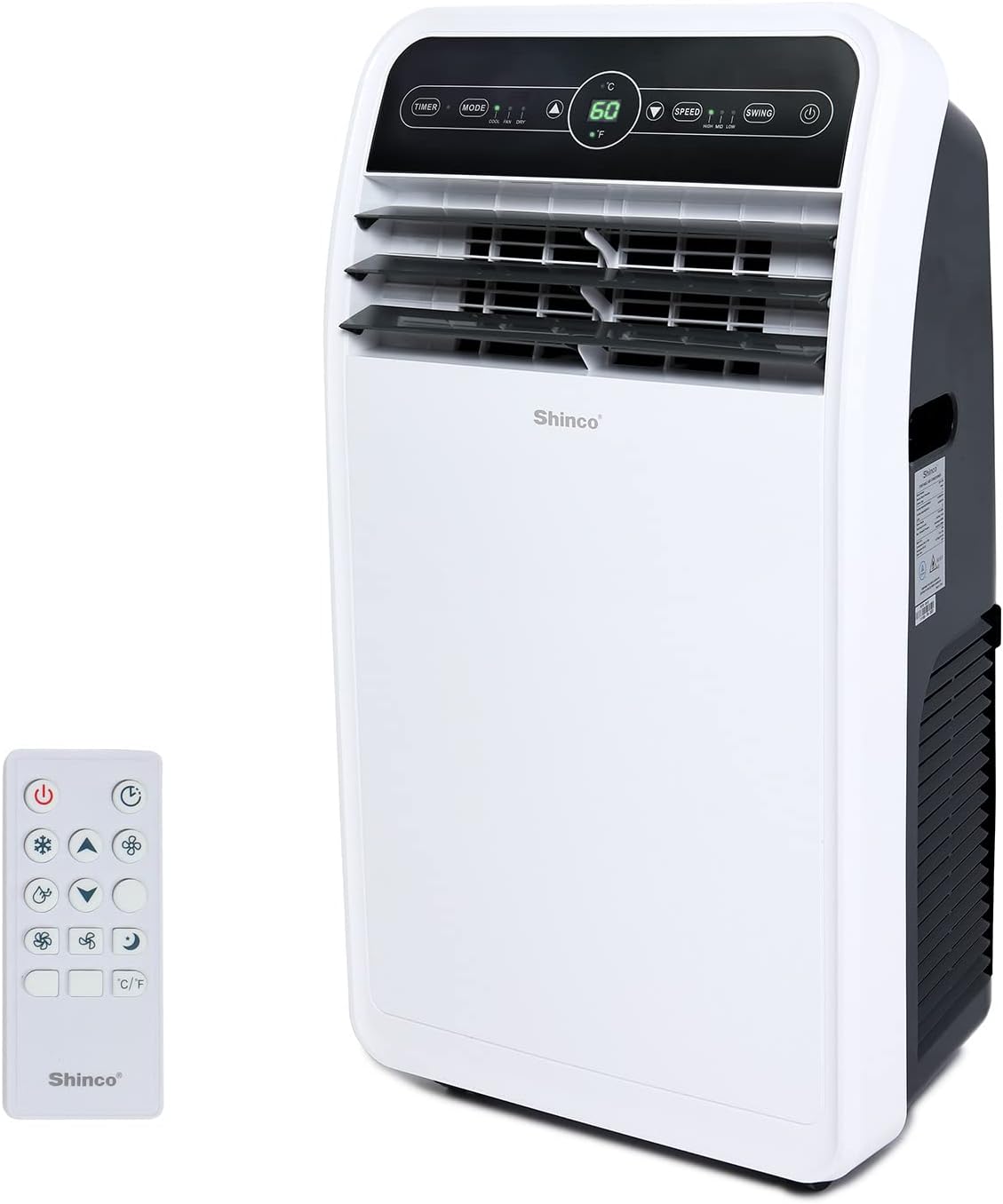 Shinco 12.000 BTU Portable Air Conditioner. Portable AC Unit with Built-in Cool. Dehumidifier&Fan Modes for Room up to 400 sq.ft. with Remote Control. 24 Hour Timer. Installation Kit