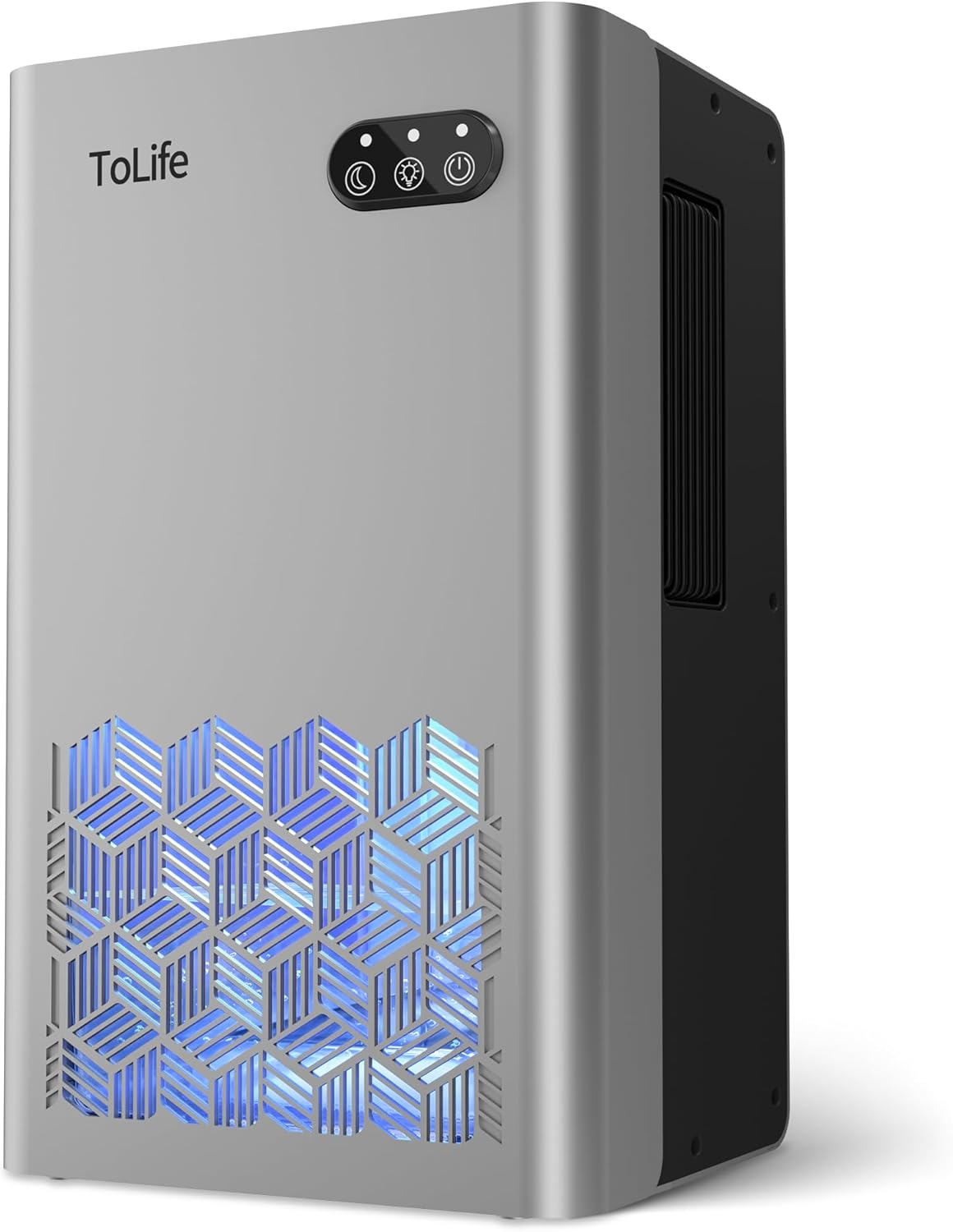 ToLife Dehumidifiers for Home 95 OZ Water Tank. 1000 sq.ft Dehumidifier for Basement Bedroom Bathroom with Auto Shut Off 7 Colors LED Light.Grey