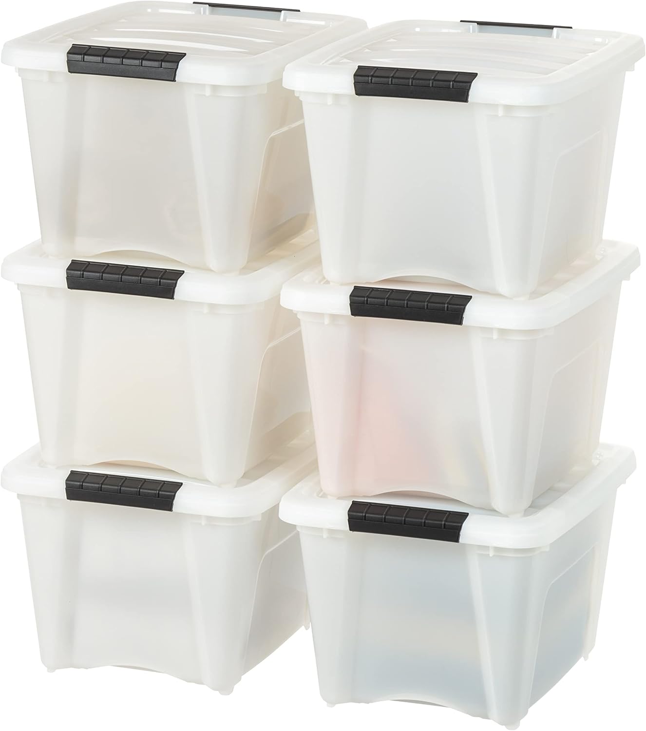 IRIS USA 72 Qt Stackable Plastic Storage Bins with Lids. 4 Pack - BPA-Free. Made in USA - See-Through Organizing Solution. Latches. Durable Nestable Containers. Secure Pull Handle - Clear