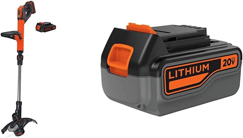 BLACK+DECKER 20V MAX Cordless String Trimmer and Edger. 12 Inch Weed Eater. 2-Speed Control Weed Wacker. 2 Batteries. Charger and Spool Included (LSTE525)
