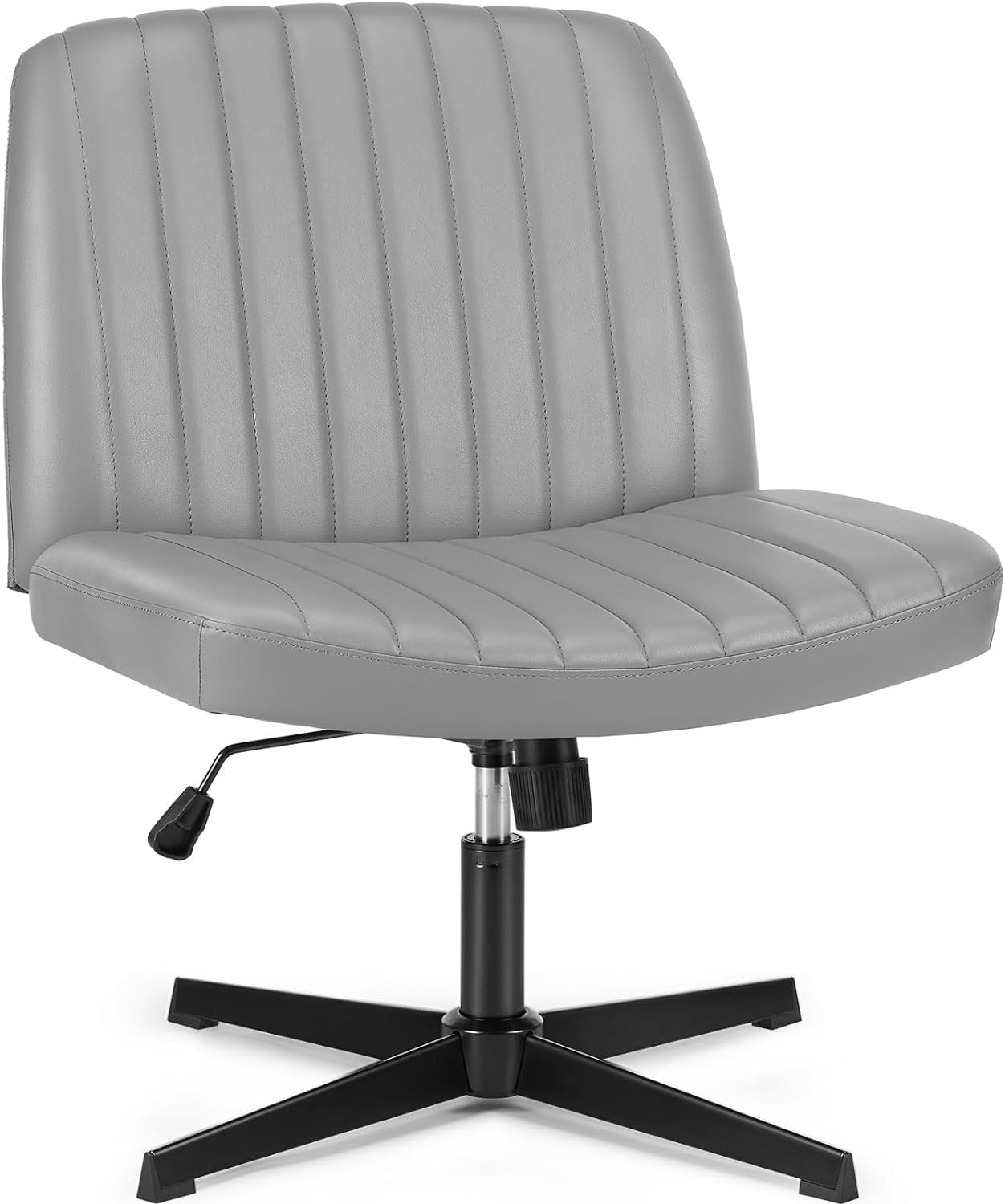 DUMOS Criss Cross Chair Legged Office Wide Comfy Desk Seat. No Wheels Armless Computer Task Seating. Swivel Vanity Home Height Adjustable