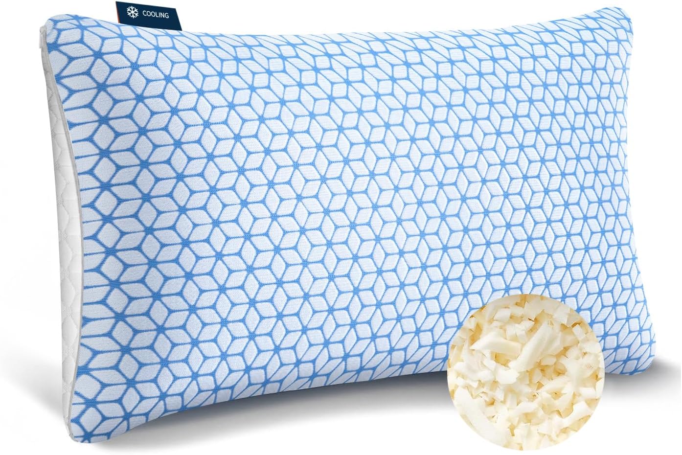 Shredded Memory Foam Pillows King Size Set of 2. Cooling Pillow Firm and Soft Adjustable for Side Back Stomach Sleepers
