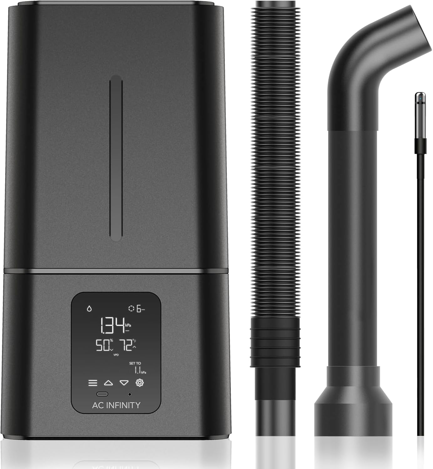 AC Infinity CLOUDFORGE T3. Plant Humidifier 4.5L with VPD Humidity Controls. 10-Level Precision Vaporizer. Extendable Targeting Hose and No-Leak Seal for Grow Tents