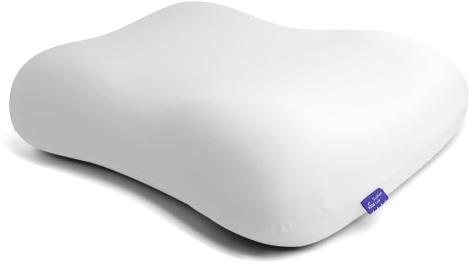 C CUSHION LAB Deep Sleep Pillow. Patented Ergonomic Contour Design for Side & Back Sleepers. Orthopedic Cervical Shape Gently Cradles Head & Provides Neck Support & Shoulder Pain Relief - Calm Grey
