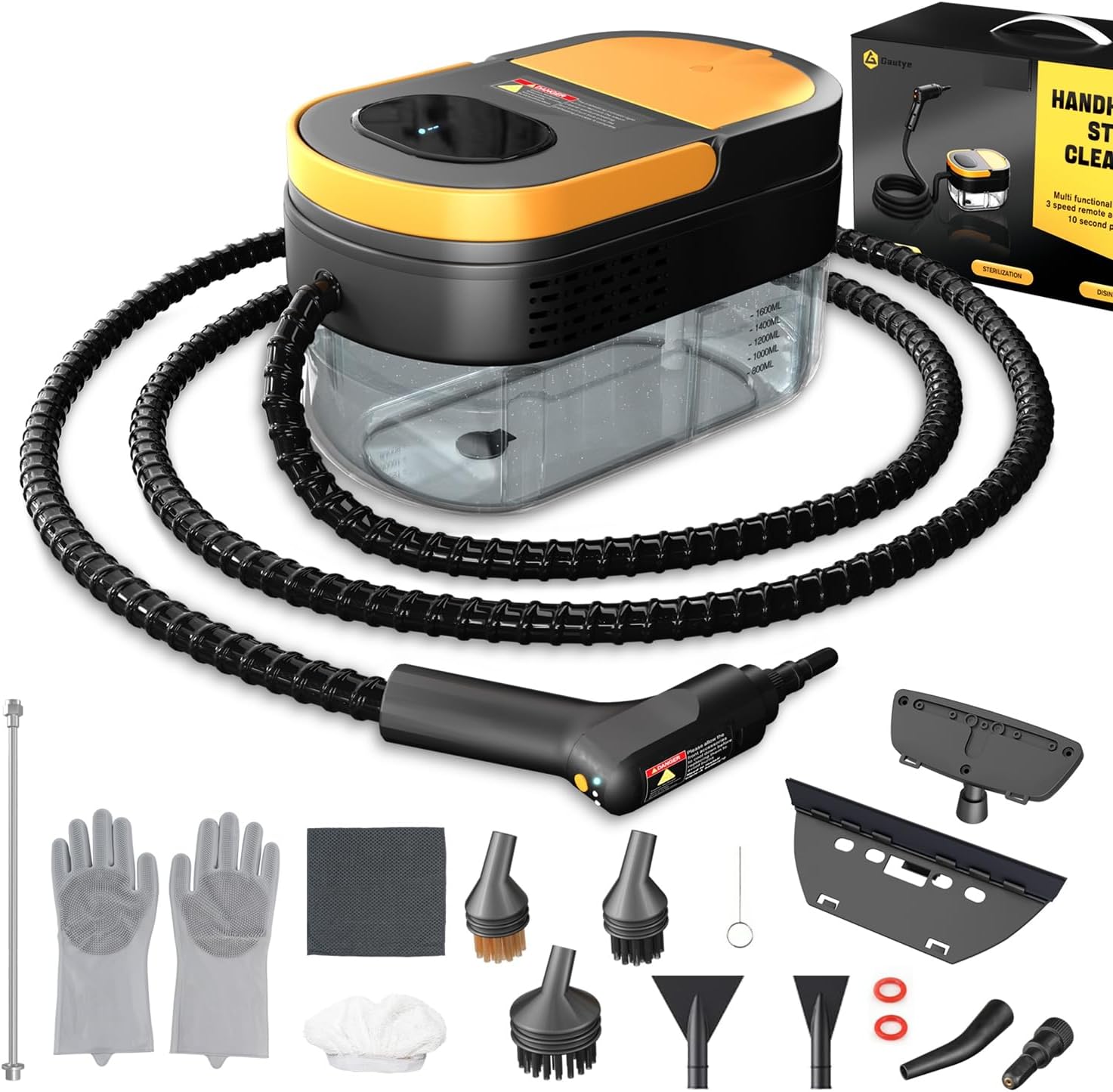Steam Cleaner. 3-Level Adjustable Handle. 15s Heat-Up. 1.69 Quarts Tank. Portable Steamer for Cleaning with 15 pcs Accessories. Steam Cleaner for Home for Dirt. Grease. Grout. Tile.Floor. Car