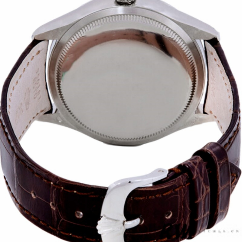 Rolex Cellini Date 50519 Brown Leather Black Dial 39mm Mens Replica Watch