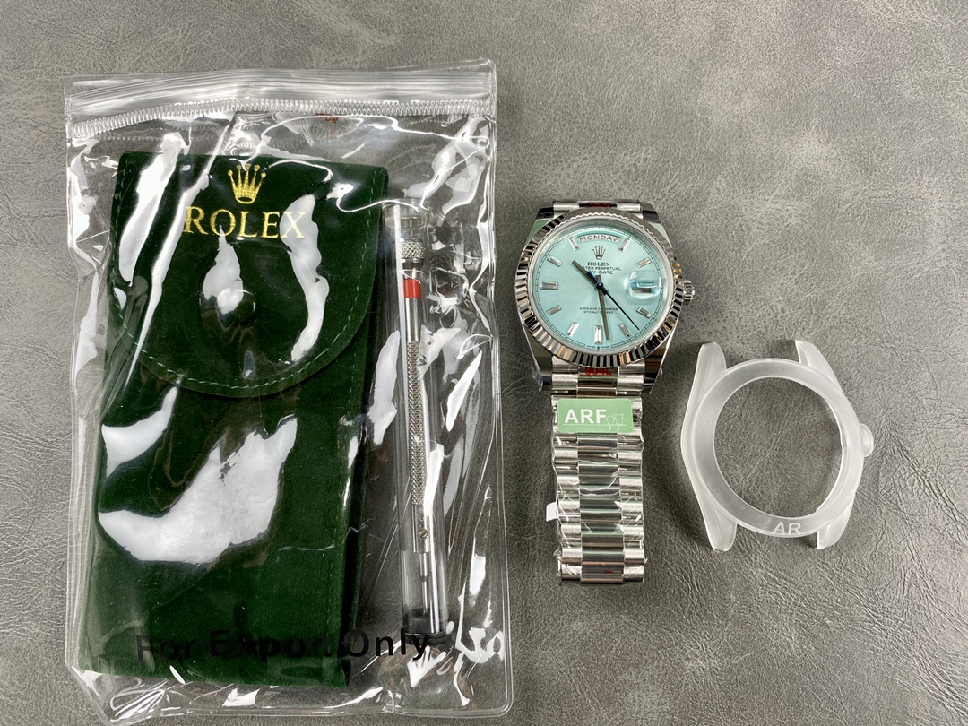 Rolex Day Date 40mm Platinum 228236 Ice Blue Baguette