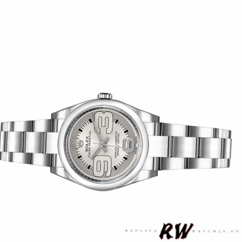 Rolex Oyster Perpetual 176200 Silver Arabic Dial Oyster Bracelet 26mm Lady Replica Watch