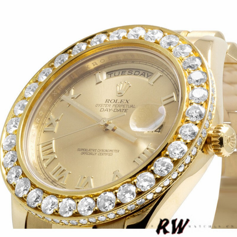 Rolex Day-Date 218348 Champagne Roman Dial 41MM Mens Replica Watch