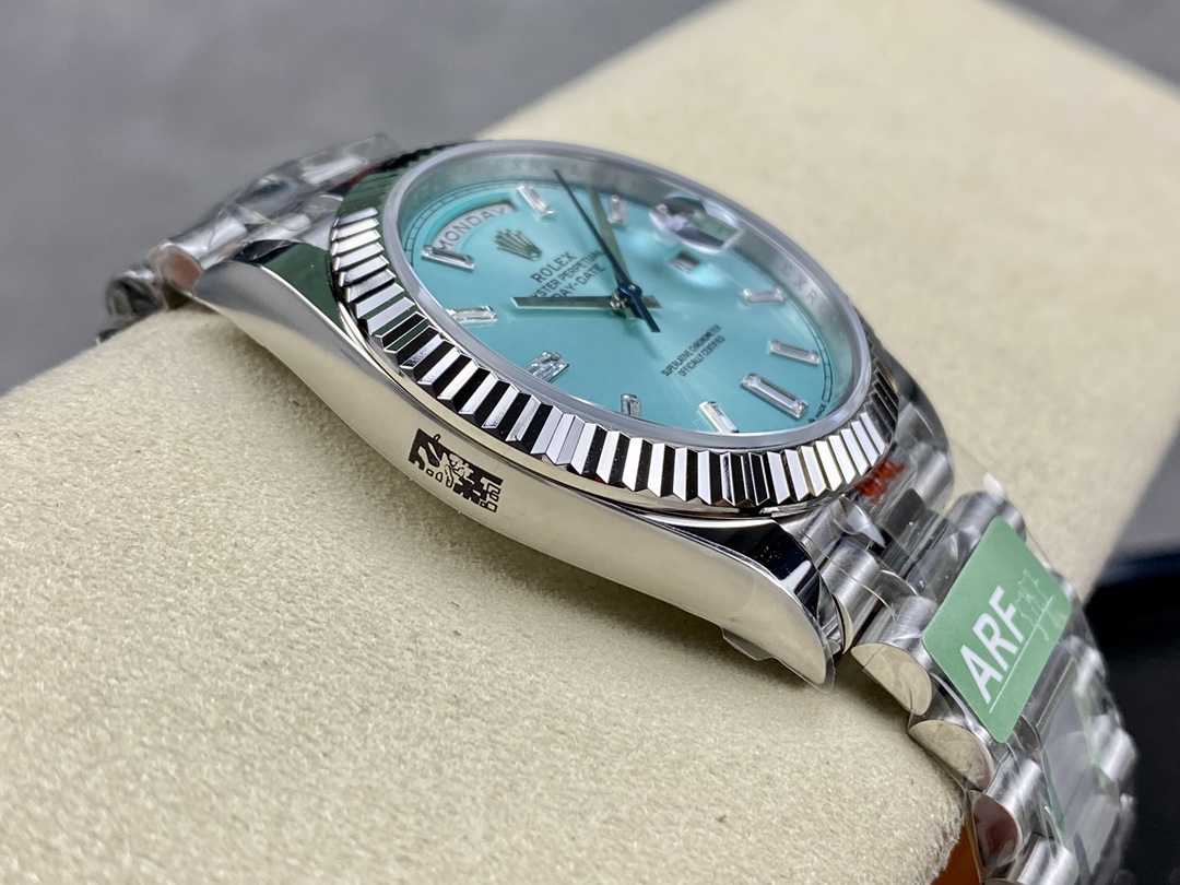 Rolex Day Date 40mm Platinum 228236 Ice Blue Baguette