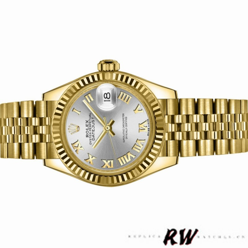 Rolex Datejust 279178 Silver Roman Dial Yellow Gold 28mm Lady Replica Watch